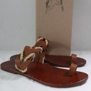 NWB Beek Treepie Cognac Wootree Flats Toe Sandals 10
